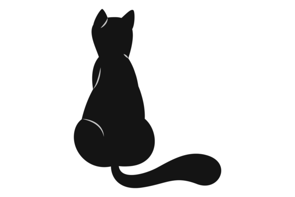 Download Black Cat Silhouette. Sitting Pet Back V - Black cat silhouette Collection
