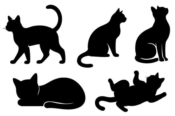 Download Black Cat Silhouette Vector Set - Black cat silhouette Collection