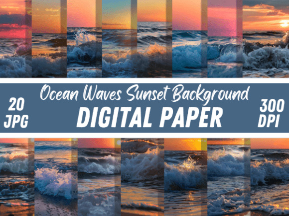 Download Ocean Waves Sunset Printable Backgrounds - Printable backgrounds Collection