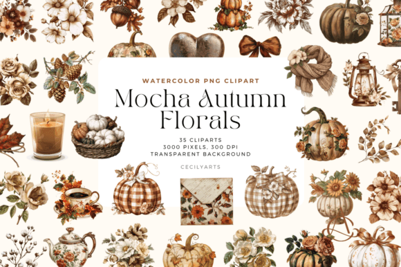 Download Mocha Autumn Florals Cliparts - Autumn florals Collection
